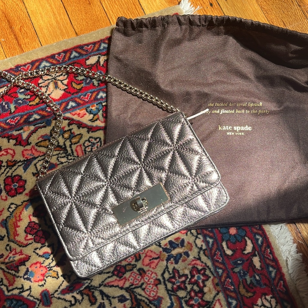 NEW KATE SPADE Sedgewick Place Fairlee bag Quilted Metallic Leather